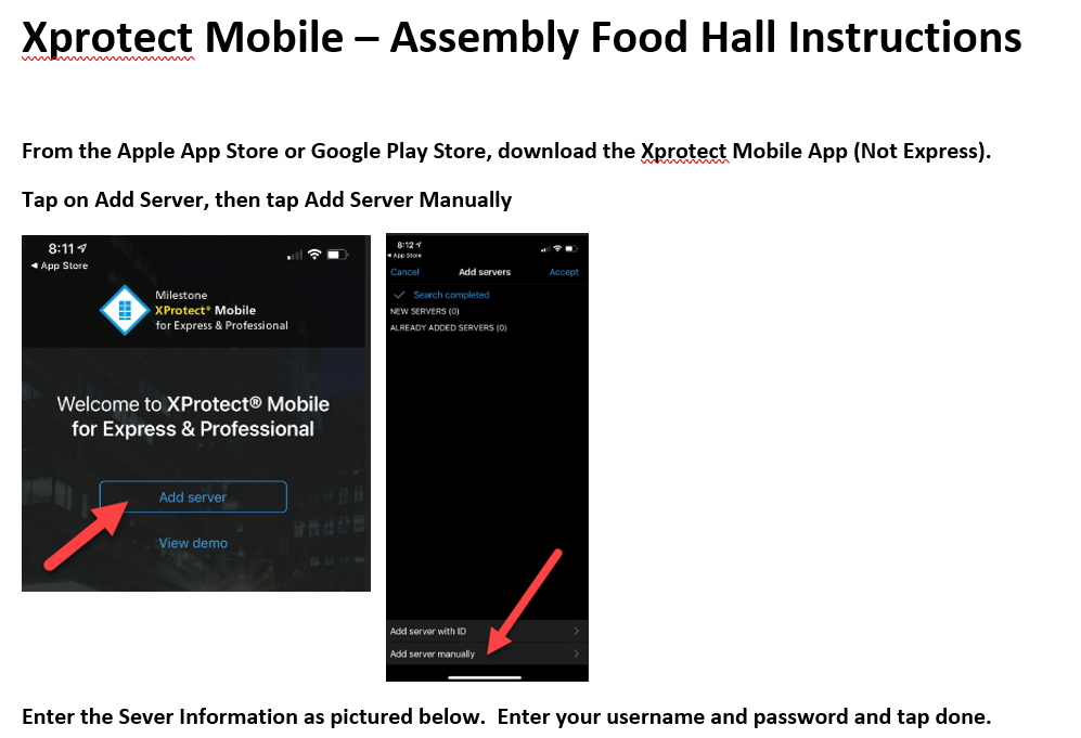 Add Xprotect Mobile App and Login Front Burner
